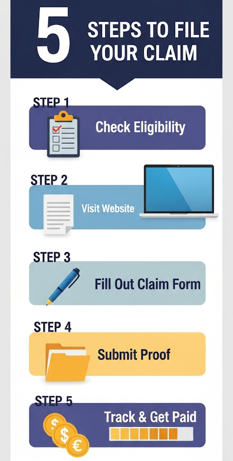 $1,000 Credit One Bank Settlement in 2025—Claim Form, Deadline, and How to File Now 2 Infographic guide to Credit One settlement claim process